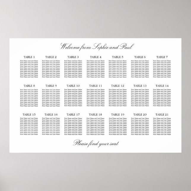 Affiche Plan de table élégant minimaliste 21 (Devant)