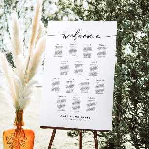 Affiche Plan de table élégant pour 14 tables de bienvenue