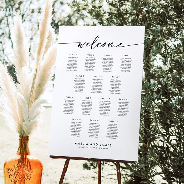 Affiche Plan de table élégant pour 14 tables de bienvenue (Créateur téléchargé)