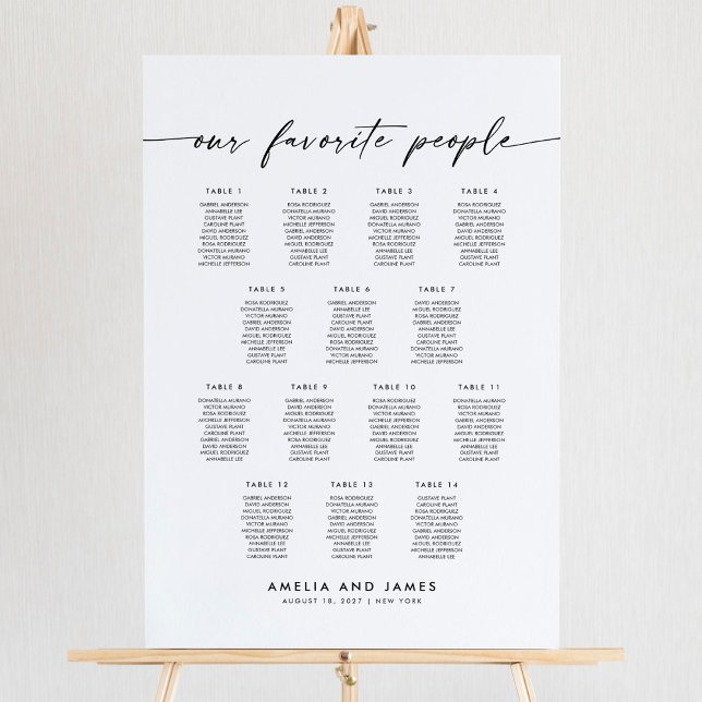 Affiche Plan de table élégant pour 14 tables des personnes (Créateur téléchargé)