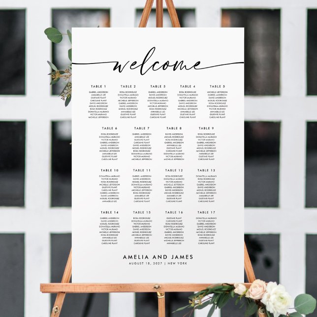 Affiche Plan de table élégant pour 17 tables de bienvenue (Créateur téléchargé)