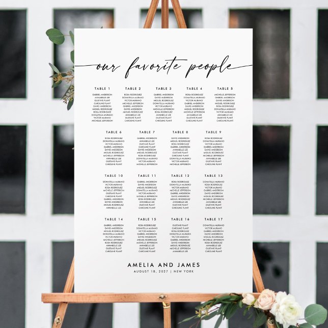 Affiche Plan de table élégant pour 17 tables pour les pers (Créateur téléchargé)