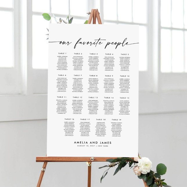 Affiche Plan de table élégant pour 19 tables des personnes (Créateur téléchargé)