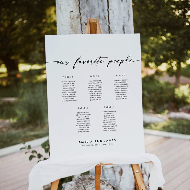 Affiche Plan de table élégant pour 5 tables des personnes  (Créateur téléchargé)