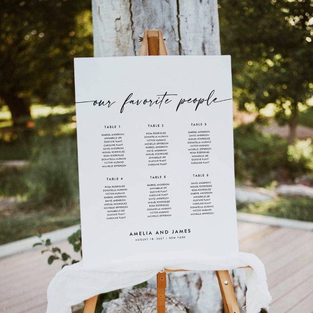 Affiche Plan de table élégant pour 6 tables des personnes  (Créateur téléchargé)