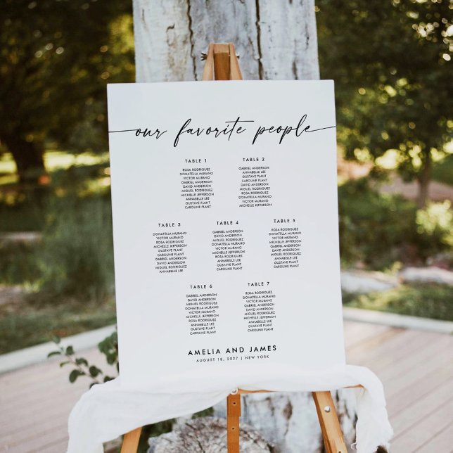Affiche Plan de table élégant pour 7 tables des personnes  (Créateur téléchargé)