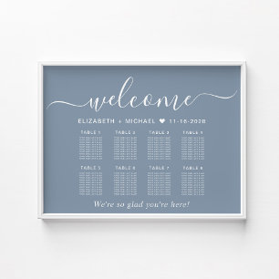 Affiche Plan de table élégant pour 8 tables de mariage Ble