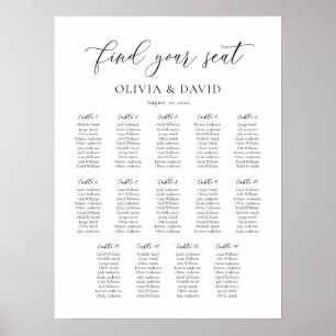 Affiche Plan de table élégant Script 14