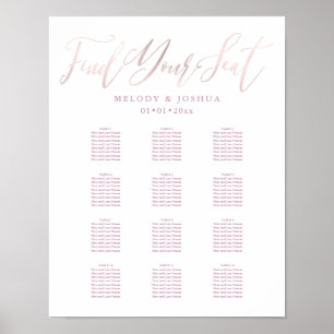 Affiche Plan de table en calligraphie rose blush de PixDez
