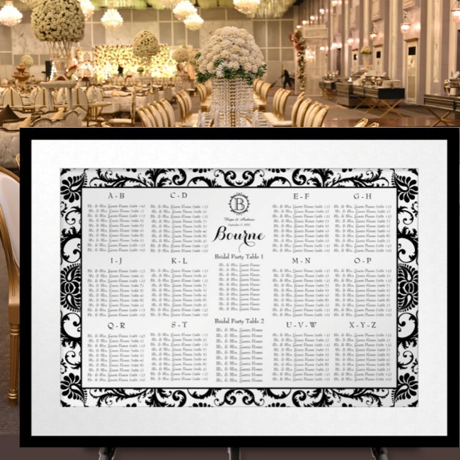 Affiche Plan de table en damas - Nombres de tables - Alpha (Créateur téléchargé)