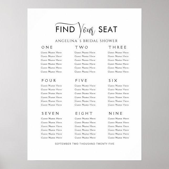 Affiche Plan de table en panneau de mousse 9 tables Baby S (Devant)