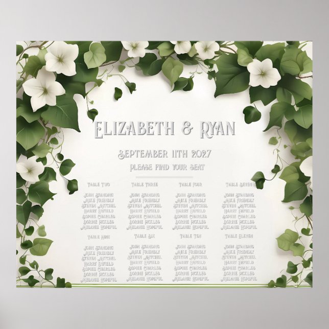 Affiche Plan de table et invitations de mariage Élégante L (Devant)