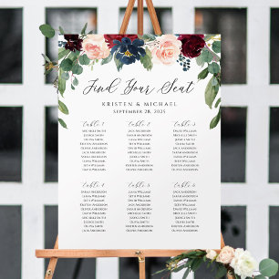 Affiche Plan de table Fleur Rose Bourgogne Trouvez votre s