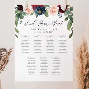 Affiche Plan de table Fleurs de Bourgogne Rose