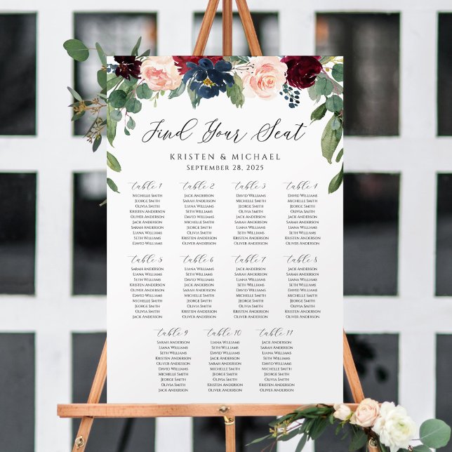 Affiche Plan de table Fleurs de Bourgogne Trouvez votre si (Créateur téléchargé)