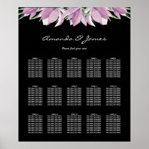 Affiche Plan de table Fleurs Violettes 15