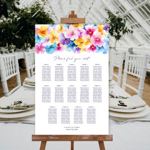Affiche Plan de table floral coloré pour mariage à 14 tabl
