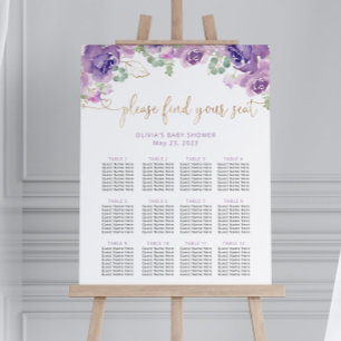 Affiche Plan de table floral pourpre