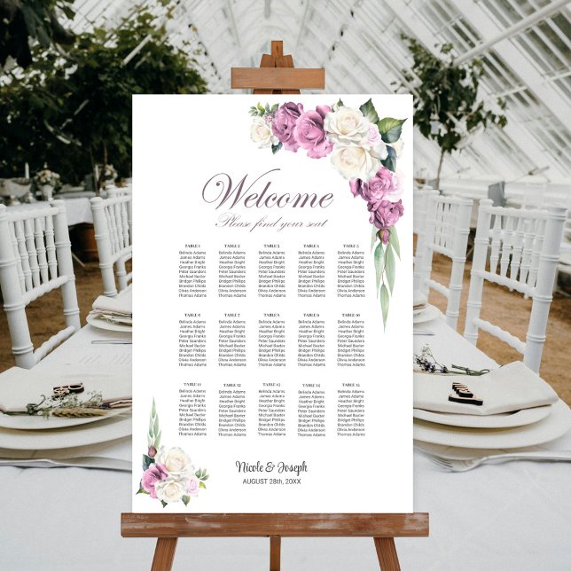 Affiche Plan de table floral rose blanc et rose 15 (Créateur téléchargé)