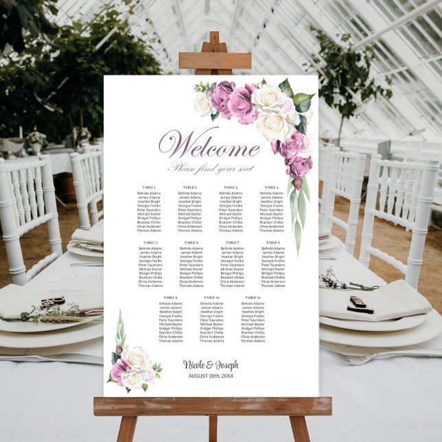 Affiche Plan de table floral Rose rose blanc 11 (Créateur téléchargé)