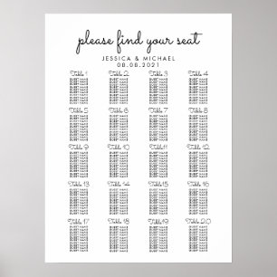 Affiche Plan de table grande réception de mariage à 20 tab