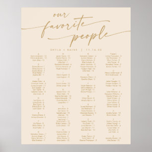 Affiche Plan de table imprimable doré vintage Bohème chic