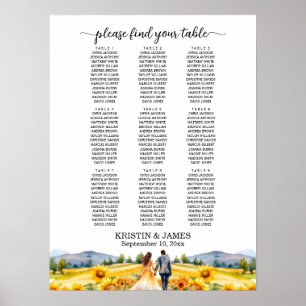 Affiche Plan de table Mariage 9 Tables Montagnes et Tourne