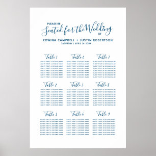 Affiche Plan de table mariage de l'art du coeur de script