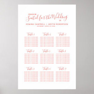 Affiche Plan de table mariage orangé