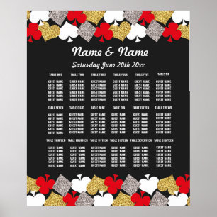Affiche Plan de table mariage Vegas Casino 18 tables