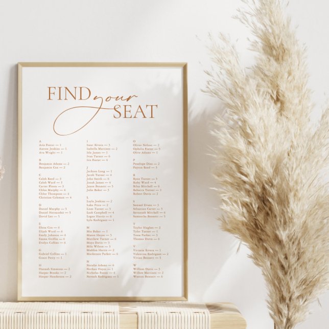 Affiche Plan de table minimal moderne alphabétique pour ma (Créateur téléchargé)