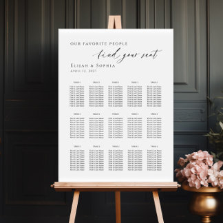Affiche Plan de table minimaliste moderne jusqu'à 15 table