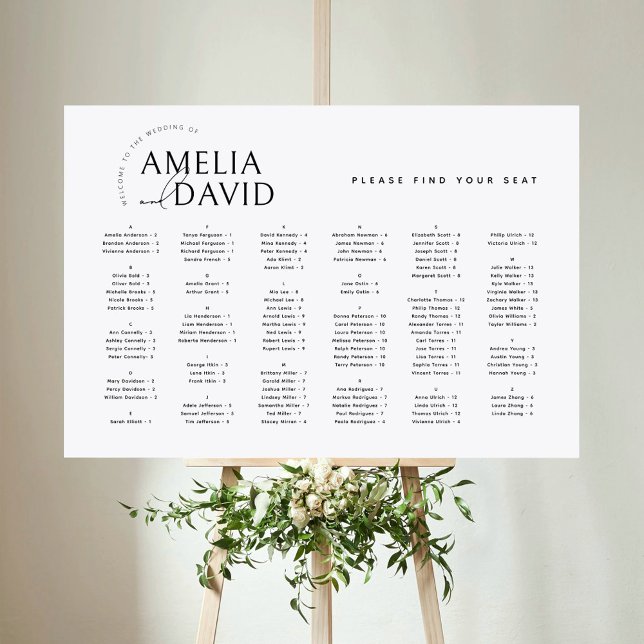 Affiche Plan de table moderne alphabétique Trouvez votre s (Créateur téléchargé)