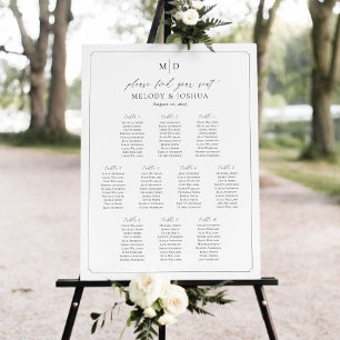 Affiche Plan de table Monogram 10 Trouvez votre place