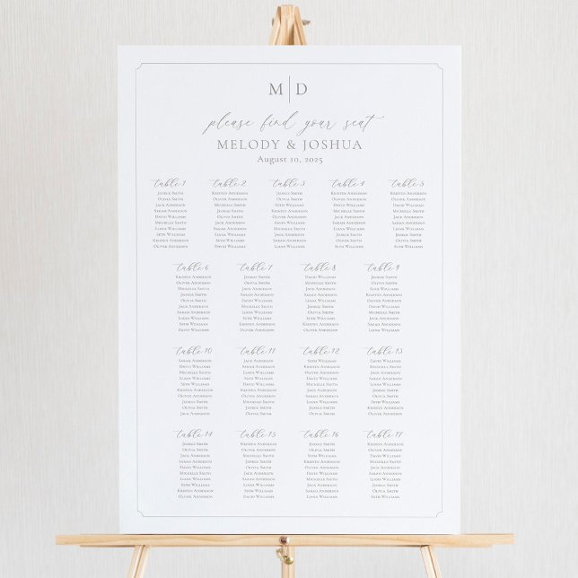 Affiche Plan de table Monogramme 17 Trouvez votre siège (Créateur téléchargé)