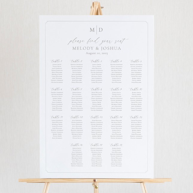 Affiche Plan de table Monogramme 18 Tables Trouvez votre p (Créateur téléchargé)