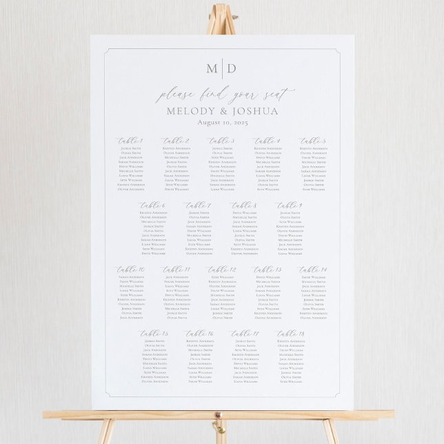 Affiche Plan de table Monogramme 18 Tables Trouvez votre p (Créateur téléchargé)