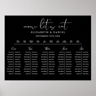 Affiche Plan de table noir et blanc pour mariage avec disp