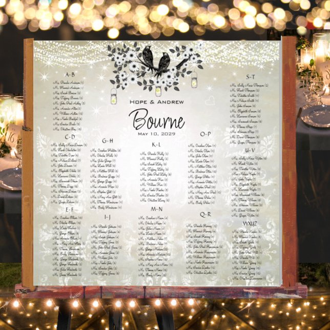 Affiche Plan de table Oiseaux de l'amour dans un pot Mason (To see frame and mat pricing,  please choose your options.)