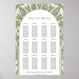 Affiche Plan de table Oiseaux de Paradis Mariage Vintage