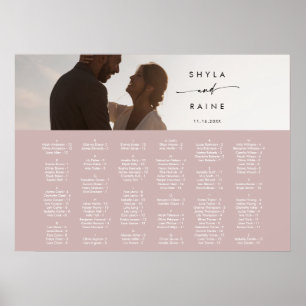 Affiche Plan de table photo rose poudrée Boho Chic