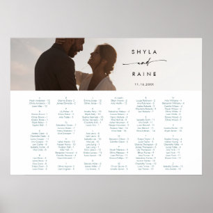 Affiche Plan de table photo sarcelle et blanc Bohème chic
