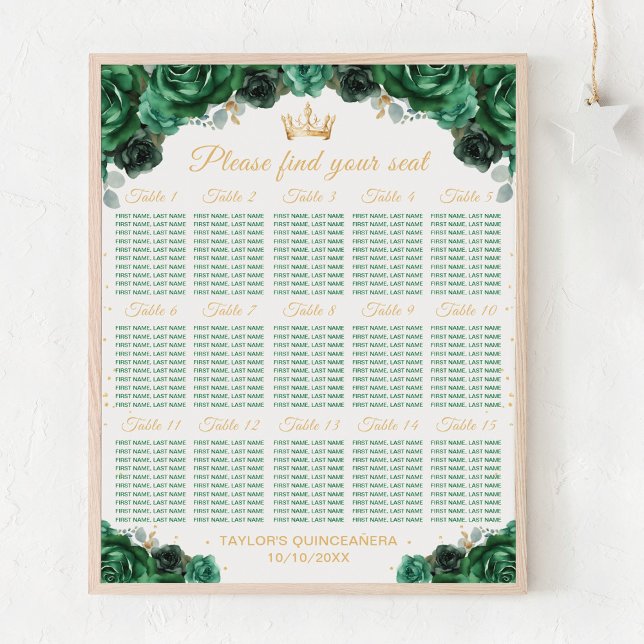Affiche Plan de table pour 15 tables de la Quinceañera de  (Créateur téléchargé)
