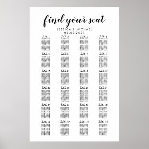 Affiche Plan de table pour 24 tables pour grand mariage