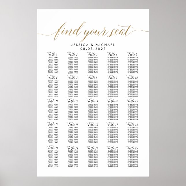 Affiche Plan de table pour 25 tables et 250 invités pour u (Devant)