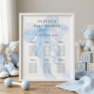 Affiche Plan de table pour Baby Shower avec un nœud bleu 6