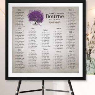 Affiche Plan de table pour l'arbre à feuilles de cœur pour