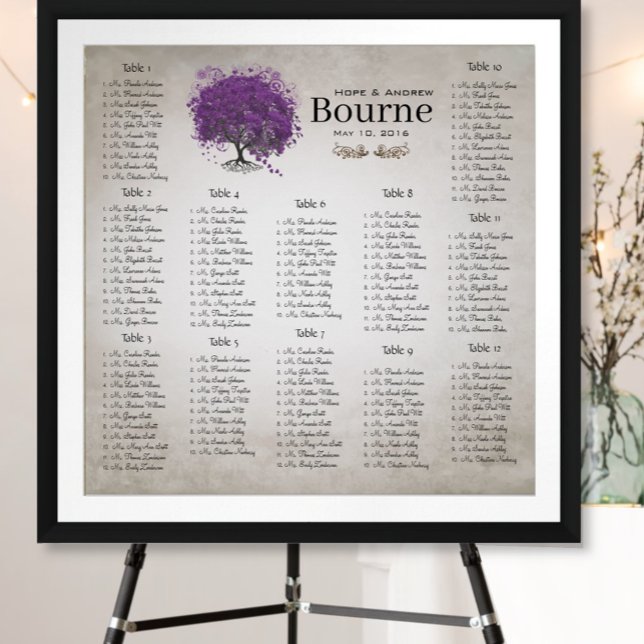 Affiche Plan de table pour l'arbre à feuilles de cœur pour (Créateur téléchargé)