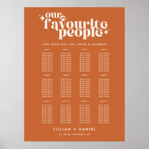 Affiche Plan de table rétro pour mariage des personnes pré