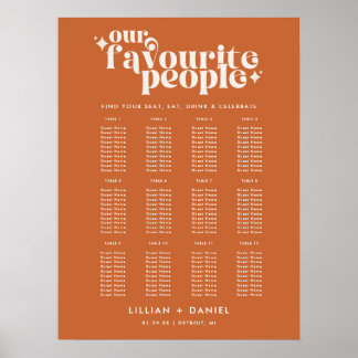Affiche Plan de table rétro pour mariage des personnes pré